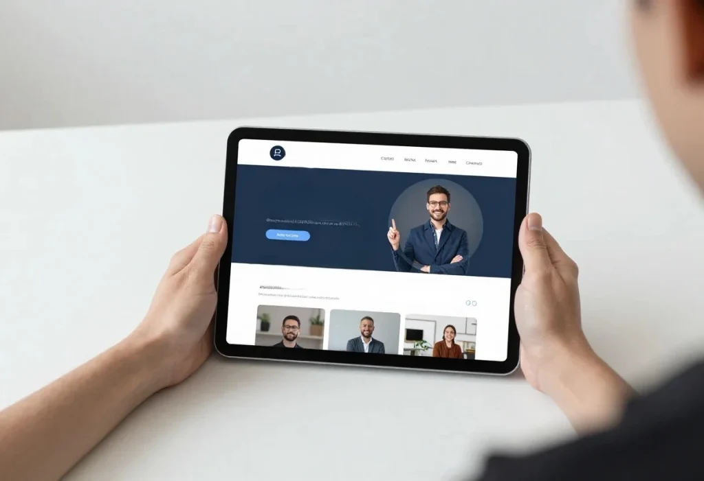 Un desarrollador Web consulta las Empresas de desarrollo web y Empleos Actuales desde una tablet para evaluar vacantes profesionales disponibles.